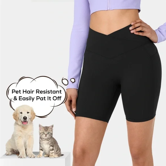 HALARA Pet Hair Resistant Crossover Biker Shorts